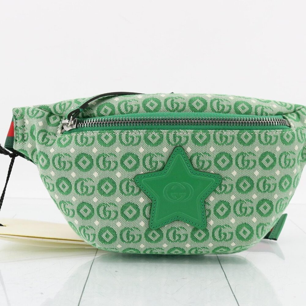 NWT Gucci GG logo-jacquard belt bag-green